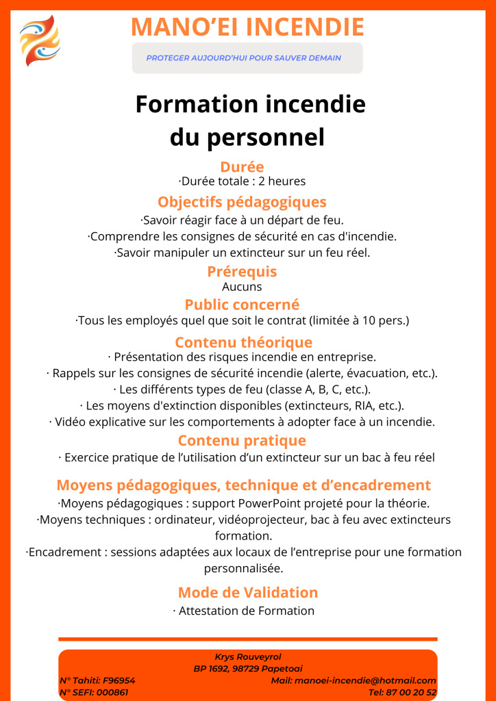 Formations classique incendie